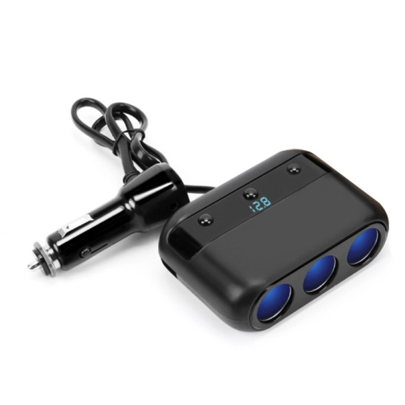 C51 3 In 1 Voltage Digital Display Car Cigarette Lighter(Black)