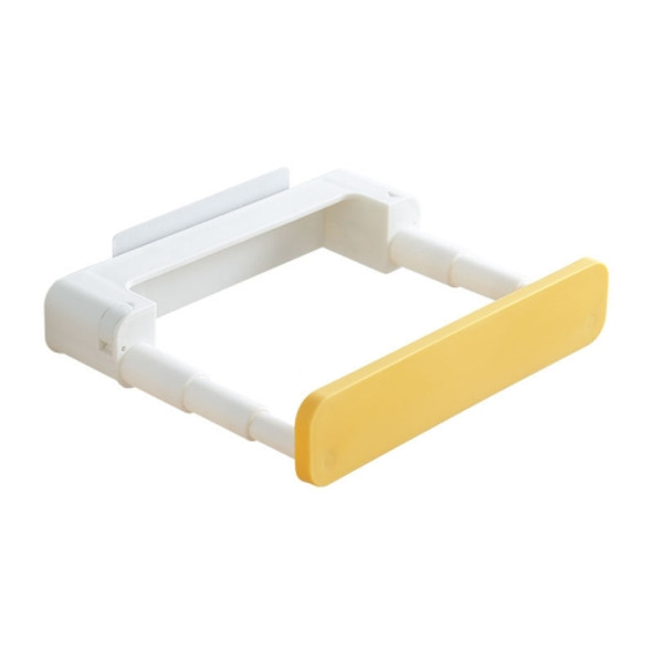 Retractable Washbasin Rack Without Punching Toilet Rack Without Storage (White Yellow)