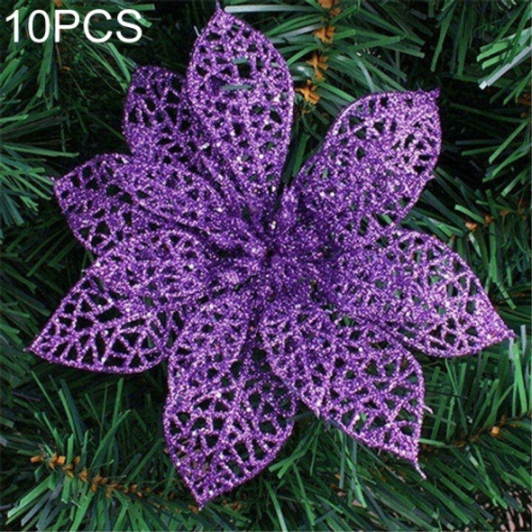 10 PCS 15cm Simulation Hollow Artificial Flower Children Birthday Party Decoration New Year Christmas Decor(Purple)