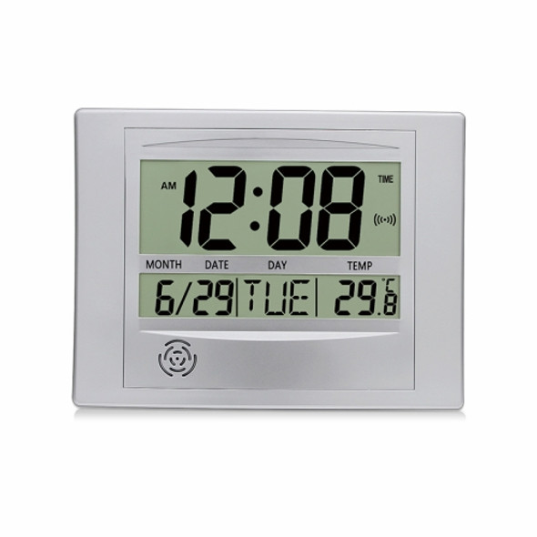 Home Big Screen Display Digital Electronic Wall Clock Living Room Temperature Clock(Silver)