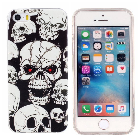 For iPhone 5 & 5s & SE Noctilucent Red Eye Ghost Pattern IMD Workmanship Soft TPU Back Cover Case