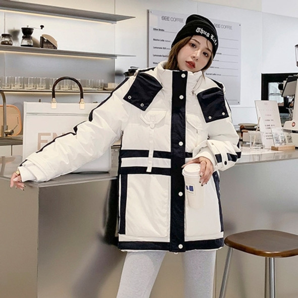 Color Matching White Duck Down Padded Jacket (Color:White Size:M)