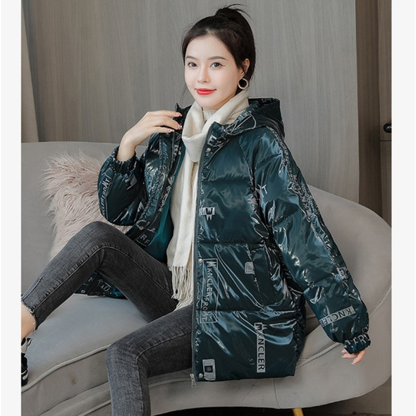 Glossy Loose Down Padded Jacket (Color:Green Size:XXL)