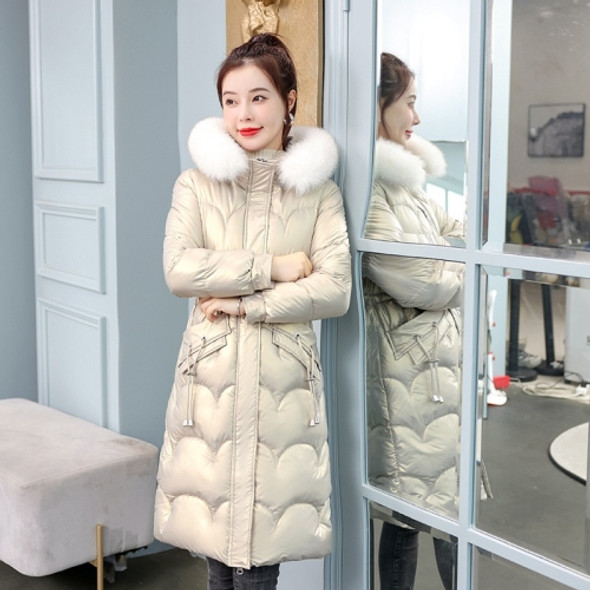 Mid-length Thickening Down Padded Jacket (Color:Champagne Size:L)