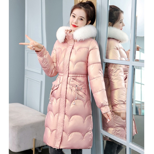 Mid-length Thickening Down Padded Jacket (Color:Pink Size:L)
