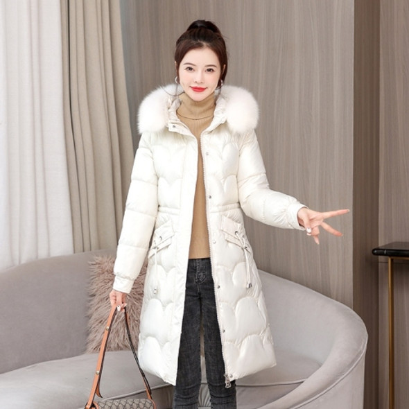 Mid-length Thickening Down Padded Jacket (Color:White Size:XL)