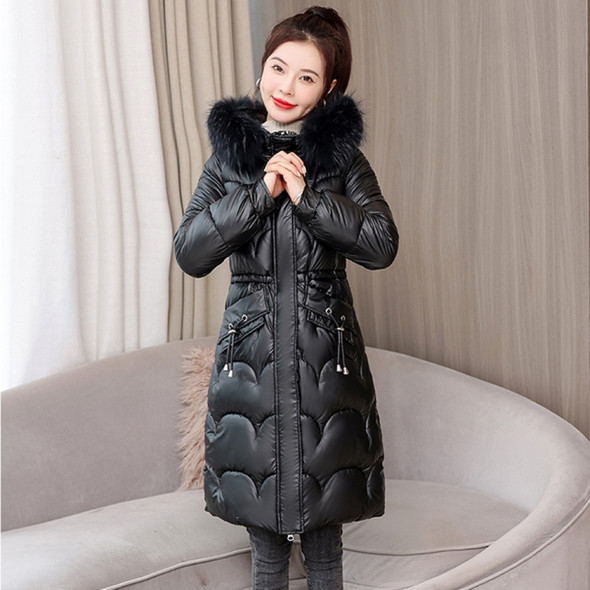 Mid-length Thickening Down Padded Jacket (Color:Black Size:L)