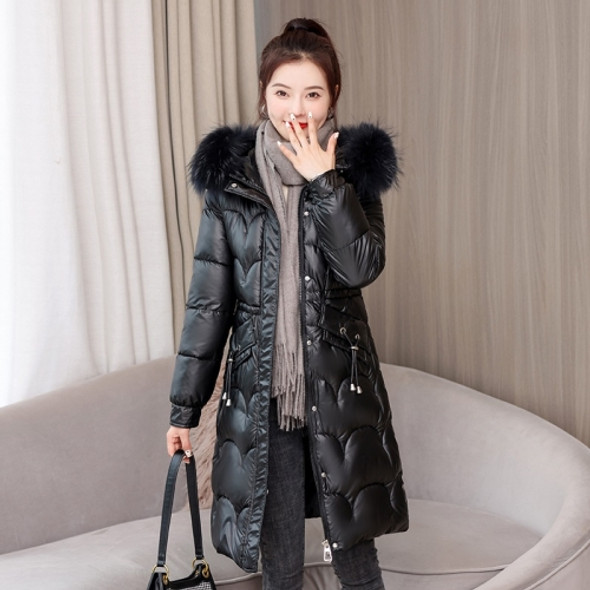 Mid-length Thickening Down Padded Jacket (Color:Black Size:XXL)