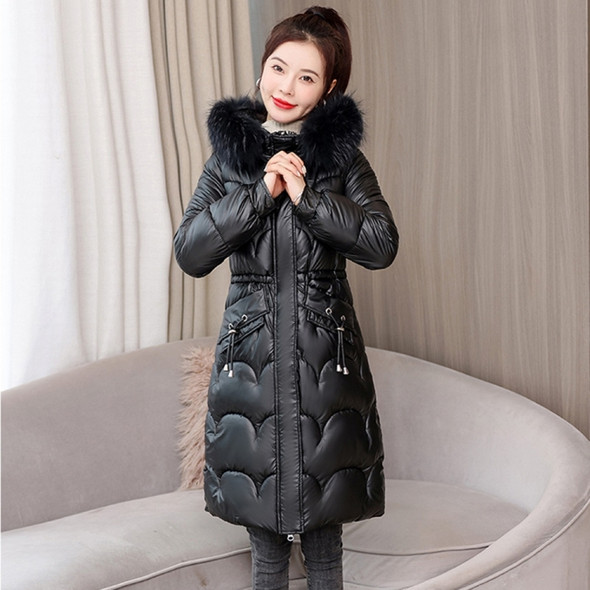 Mid-length Thickening Down Padded Jacket (Color:Black Size:XL)