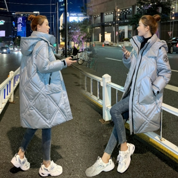 Glossy Loose Down Padded Jacket (Color:Grey Size:XXXL)