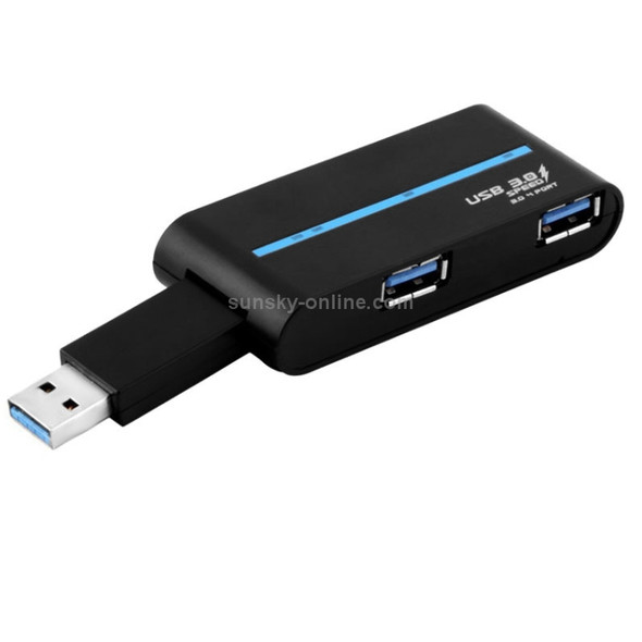 180 Degree Rotating USB 3.0 USB Hub Folding USB 4 Port Splitter(Black)