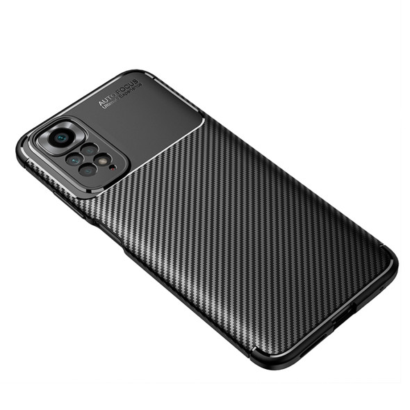 For Xiaomi Redmi Note 11 Overseas Version Carbon Fiber Texture Shockproof TPU Phone Case(Black)