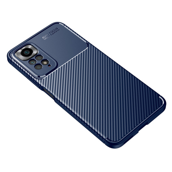 For Xiaomi Redmi Note 11 Pro Overseas Version Carbon Fiber Texture Shockproof TPU Phone Case(Blue)