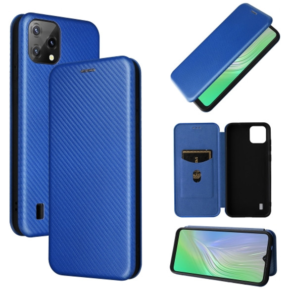 For Blackview A55 Carbon Fiber Texture Magnetic Horizontal Flip PU Phone Case(Blue)