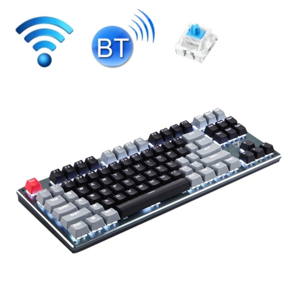 Technology 87-key Wireless Wired Bluetooth Three-mode Gaming Mechanical Keyboard(Black Gray Green Shaft)