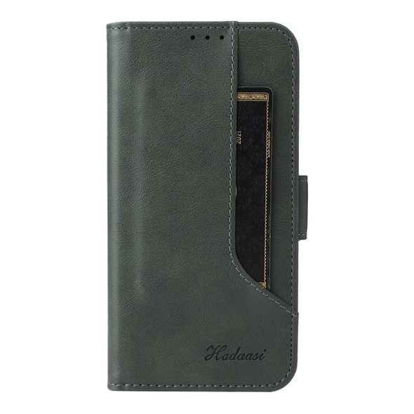 For Samsung Galaxy A51 4G Dual Buckle Card Wallet Calf Leather Phone Case(Green)