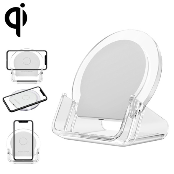 A9199 10W 3 in 1 Vertical LED Crystal Wireless Charger(White)