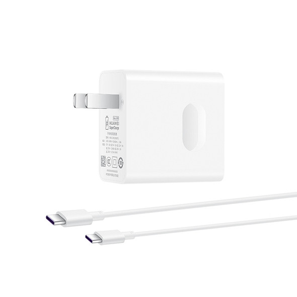 Original Huawei USB-C / Type-C Super Fast Charge Multi-Protocol Charger (Max 65W) with 1m 5A USB-C / Type-C to USB-C / Type-C Data Cable, US Plug(White)