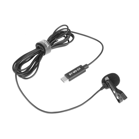 BOYA BY-M3-OA Type-C / USB-C Interface Omnidirectional Lavalier Microphone for DJI OSMO ACTION(Black)
