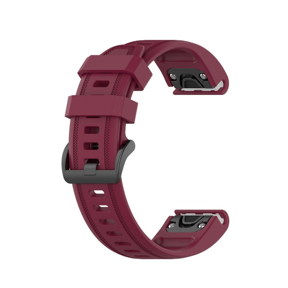 For Garmin Fenix 5S Plus Silicone Sports Pure Color Strap(Wine Red)