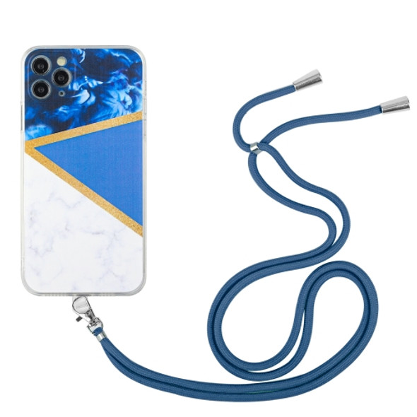 Lanyard Stitching Marble TPU Case For iPhone 11 Pro(Dark Blue)