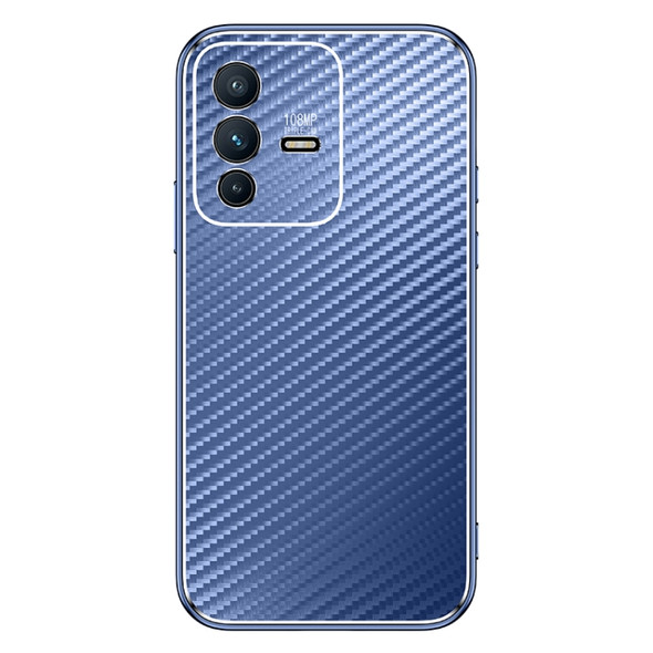 For vivo S12 Metal Frame Carbon Fiber Phone Case(Blue)