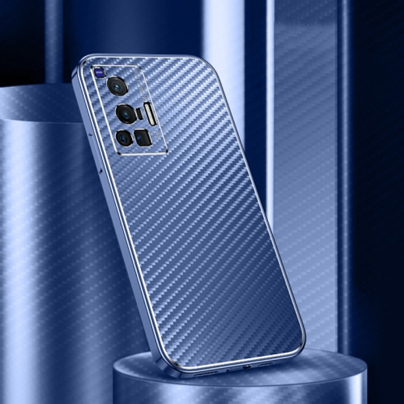 For vivo X70 Pro Metal Frame Carbon Fiber Phone Case(Blue)