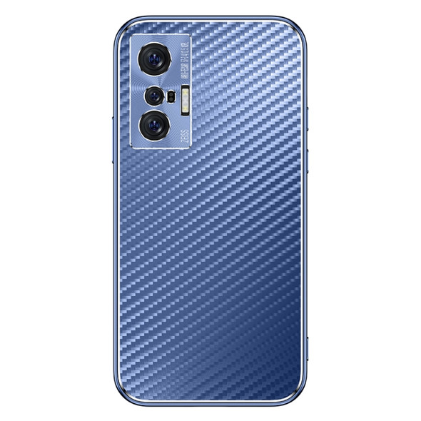 For vivo X70 Pro Metal Frame Carbon Fiber Phone Case(Blue)