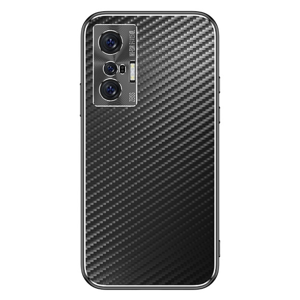 For vivo X70 Metal Frame Carbon Fiber Phone Case(Black)