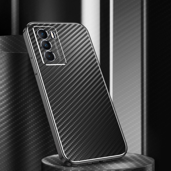For vivo T1 Metal Frame Carbon Fiber Phone Case(Black)