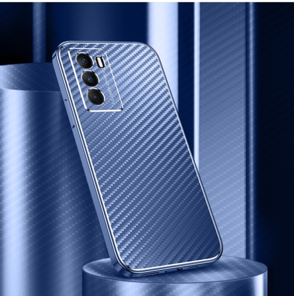 For vivo T1 Metal Frame Carbon Fiber Phone Case(Blue)