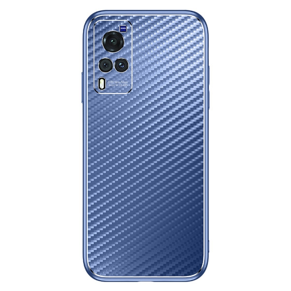 For vivo X60 Metal Frame Carbon Fiber Phone Case(Blue)