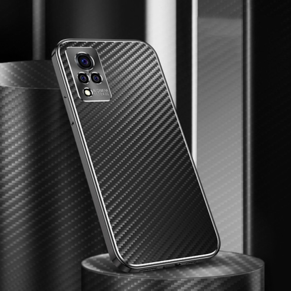 For vivo S9e Metal Frame Carbon Fiber Phone Case(Black)