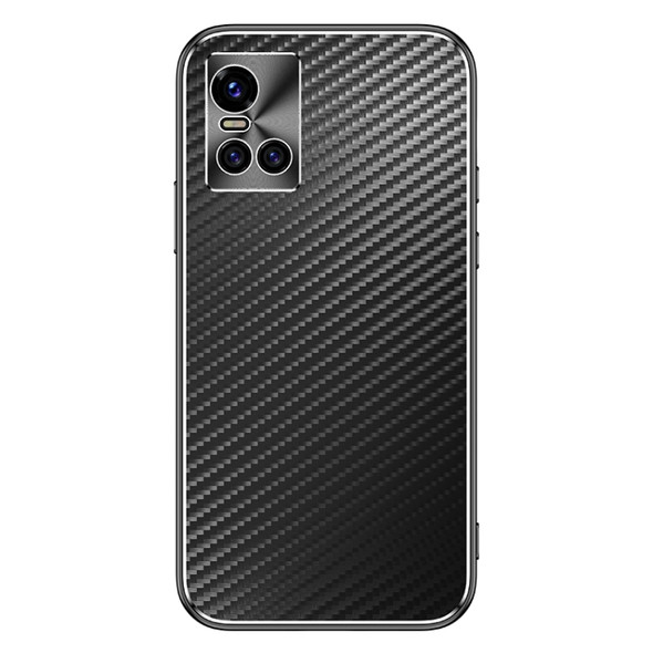 For vivo S10 Metal Frame Carbon Fiber Phone Case(Black)
