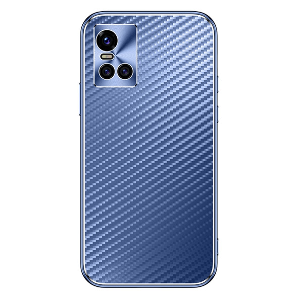 For vivo S10 Metal Frame Carbon Fiber Phone Case(Blue)