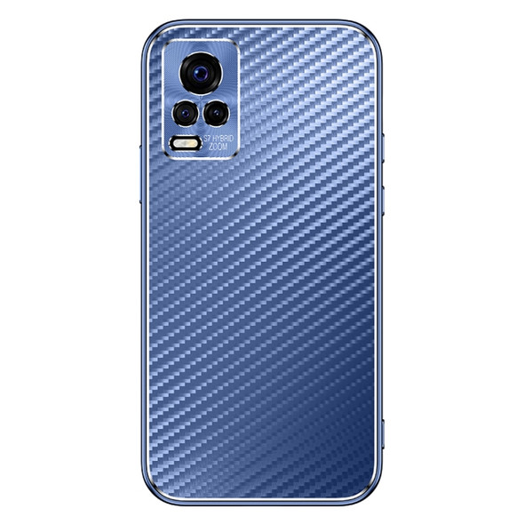 For vivo S7 Metal Frame Carbon Fiber Phone Case(Blue)