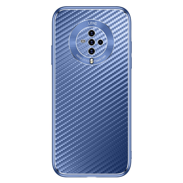 For vivo S6 Metal Frame Carbon Fiber Phone Case(Blue)