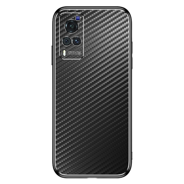 For vivo X60 Metal Frame Carbon Fiber Phone Case(Black)