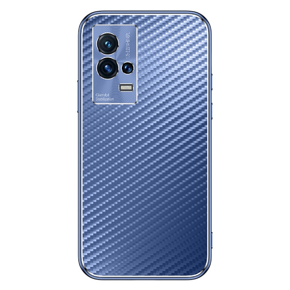 For vivo iQOO 8 Metal Frame Carbon Fiber Phone Case(Blue)