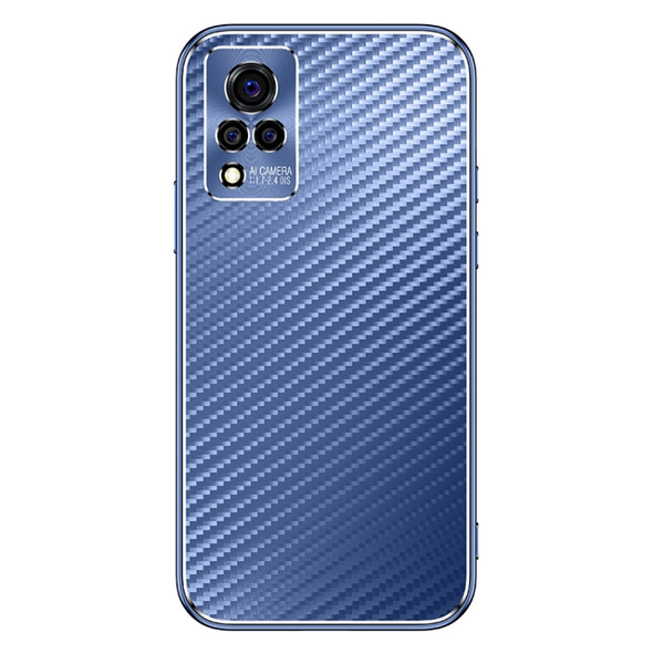 For vivo S9e Metal Frame Carbon Fiber Phone Case(Blue)