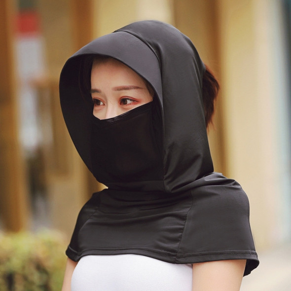 Summer Outdoor Ice Silk Headscarf Shawl Face Mask Multi-functional Sun Protection Equipment(Black)