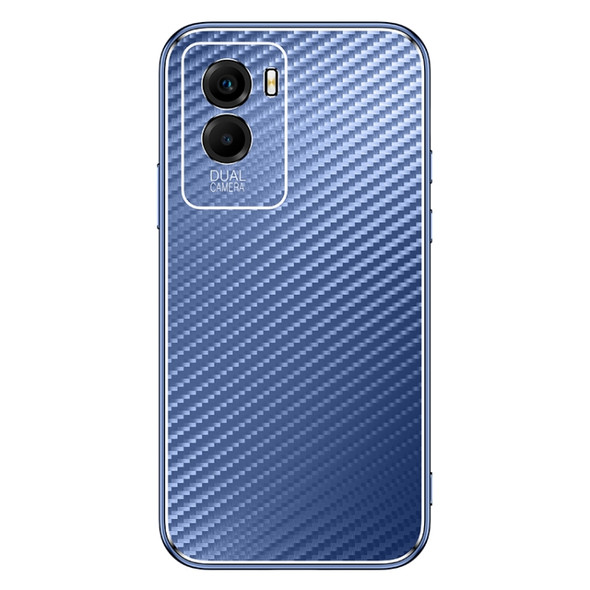 For vivo Y55s 5G Metal Frame Carbon Fiber Phone Case(Blue)