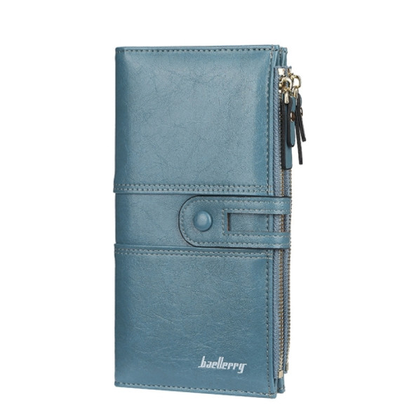 Baellerry  Ladies Long Large Capacity Buckle Zip Clutch Multi-Card Wallet(Sky Blue)