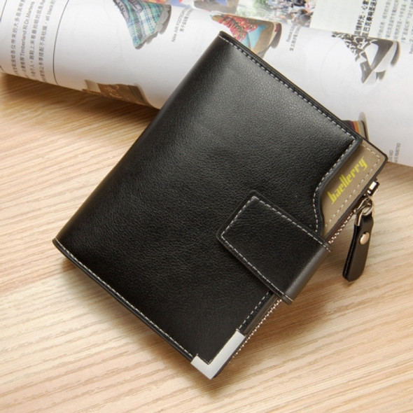 Baellerry Casual Multifunctional Wallet Zipper Buckle Tri-fold Coin Purse For Men(Black)