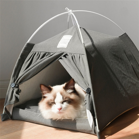 Four Seasons Cat and Dog Litter Detachable Cotton and Linen Tent Litter(Light Grey)
