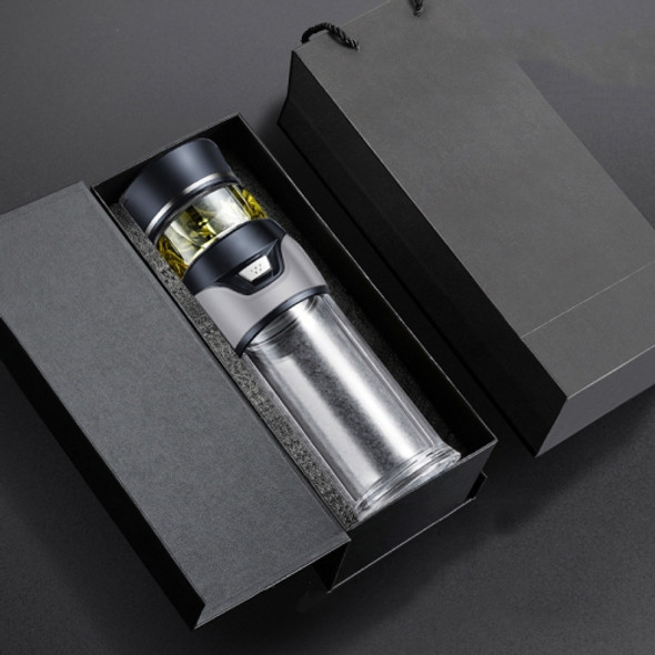 101-500ML Insulation Cup Tea Water Separation Tea Cup,Style: Glass Gray+Gift Box