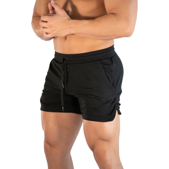 Men Sports Shorts Pants Quick-Drying Marathon Running Three-Point Pants, Size: M(Black Without Logo)
