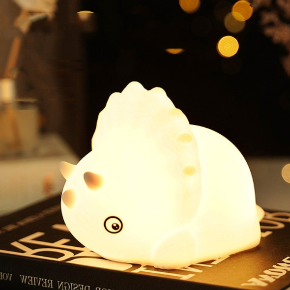 Bedside Triceratops Colorful Patting Silicone LED Ambient Light(White)