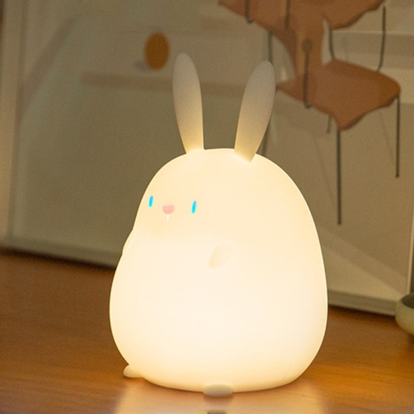 Cute Cartoon Bunny USB Pat Touch Timing Silicone Lamp(White)