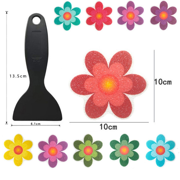 PEVA Non-slip Sticker Bathroom Bathtub Cartoon Non-slip Sticker, Model: 10 PCS  10x10cm Flowers